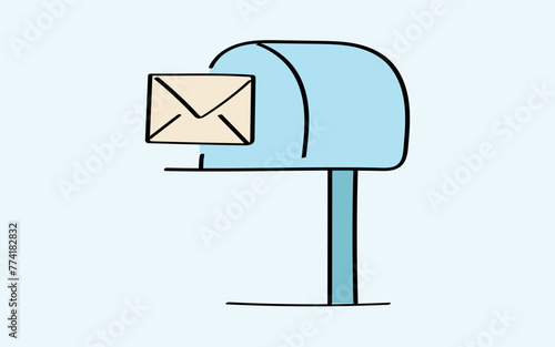 mail. the icon. doodle icon. Doodle. drawing. letter. send a message. receive a letter. an email. vector. He is respectable. the point of issue of the letter. mail delivery. a sealed envelope.