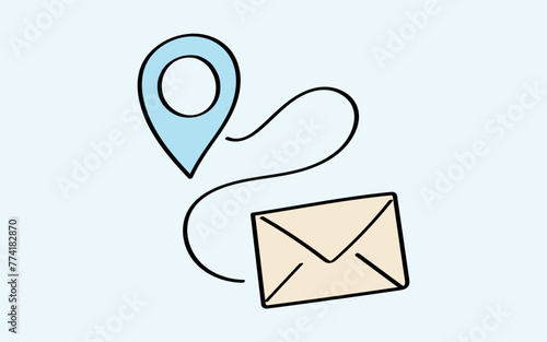 mail. the icon. doodle icon. Doodle. drawing. letter. send a message. receive a letter. an email. vector. He is respectable. the point of issue of the letter. mail delivery. a sealed envelope.