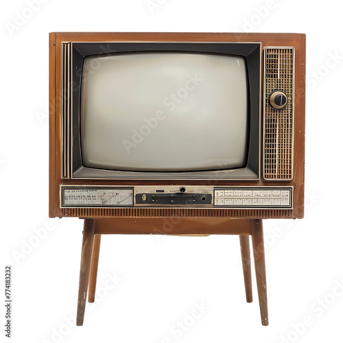 A vintage television set on a stand from the 1960s.