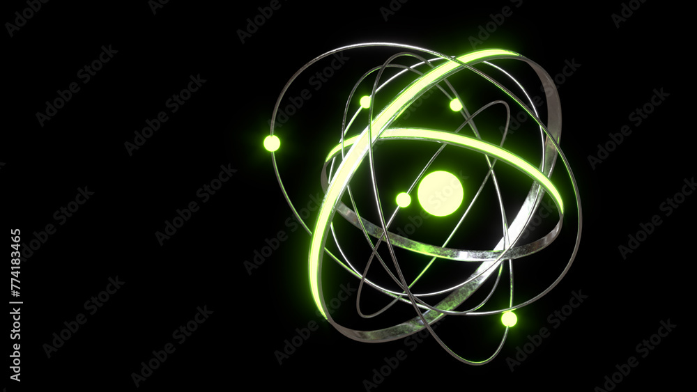 Abstract plutonium concept. Nuclear reaction. 3d render illustration Abstract plutonium concept. Nuclear reaction. 3d render illustration
