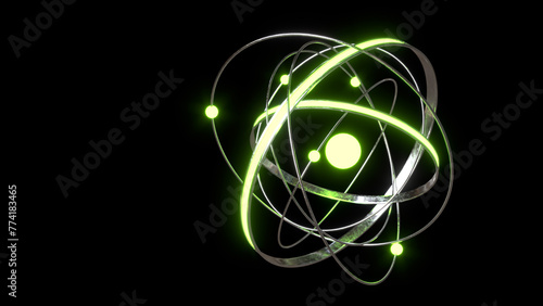 Abstract plutonium concept. Nuclear reaction. 3d render illustration