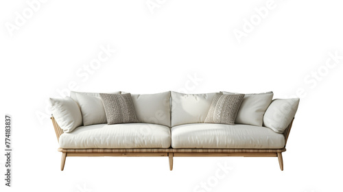 Minimalist Sofa and Scandinavian Decor on Transparent Background