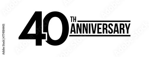 40th anniversary celebration label. Fourty years jubilee congratulation card vector template. Happy birthday sign. Event invitation.