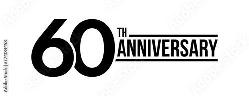 60th anniversary celebration label. Sixty years jubilee congratulation card vector template. Happy birthday sign. Event invitation.