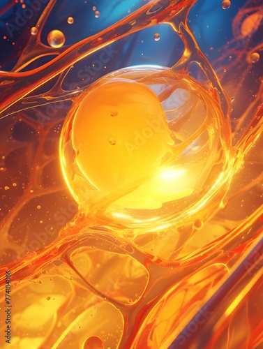 Captivating Amber Sphere of Ovulating Egg Cell in Fallopian Pathway photo