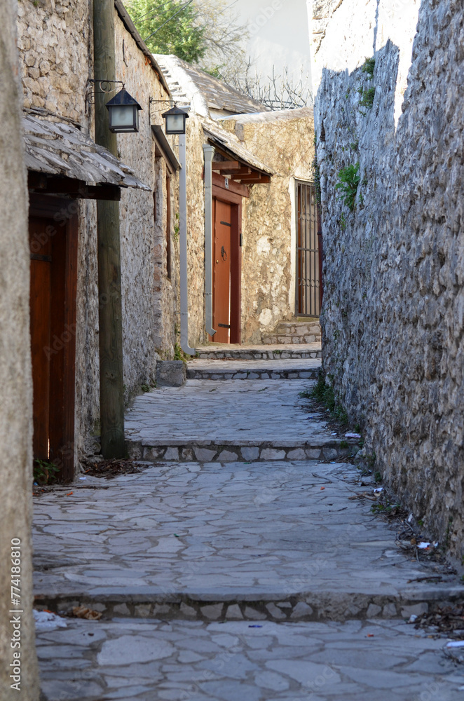 Mostar, left bank, stone house, stone window, stone street Mostar, left bank, stone house, stone window, stone street