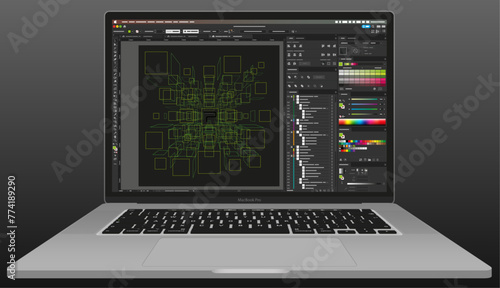 MacBook Pro 16 laptop powerhouse - This laptop template is a fully editable vector illustration that can be modified as needed to produce something unique, eg. swap the screen content for your own