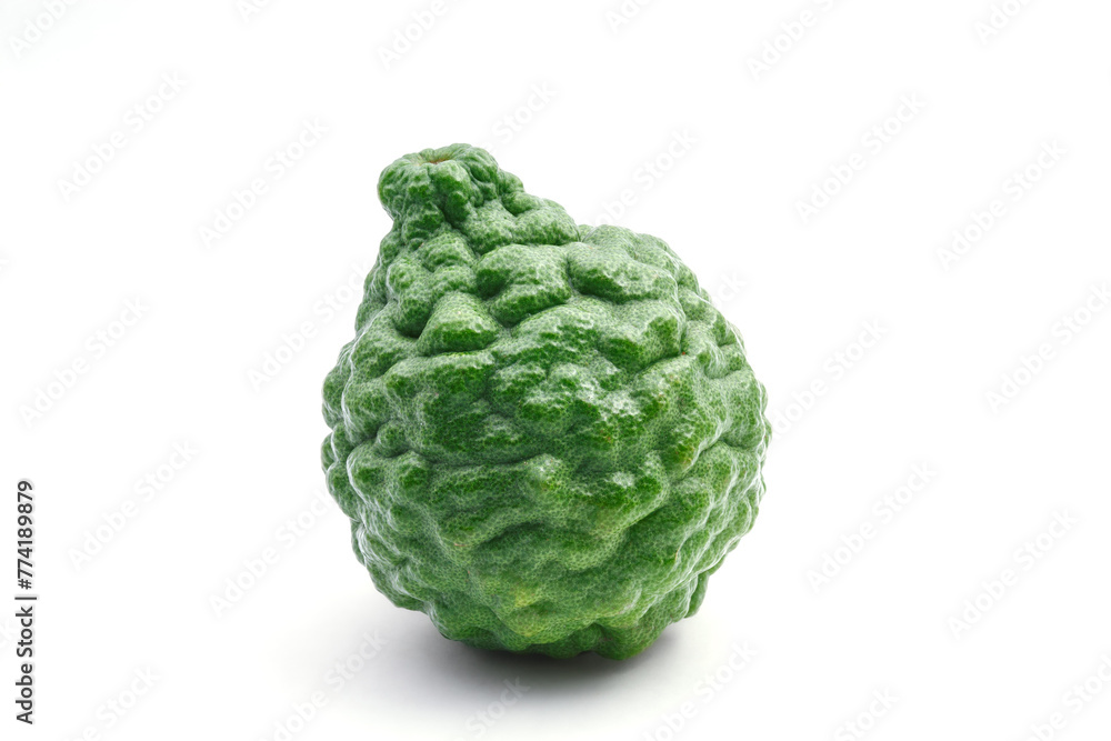 Fototapeta premium kaffir lime or bergamot fruit on white background