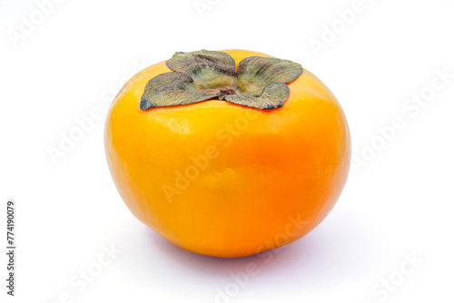 yellow persimmon on white background