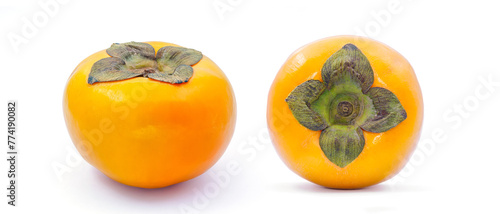 yellow persimmon on white background