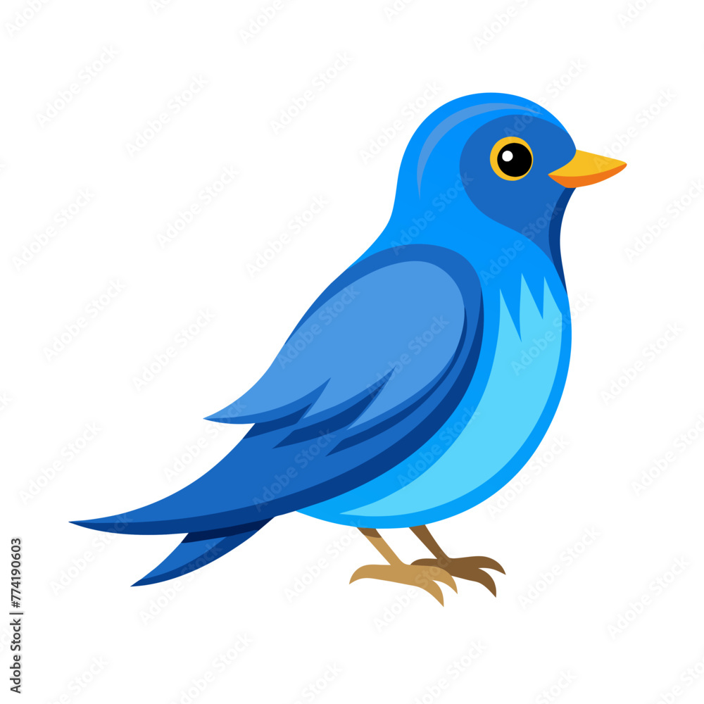 Fototapeta premium cute blue bird art drawn on white background