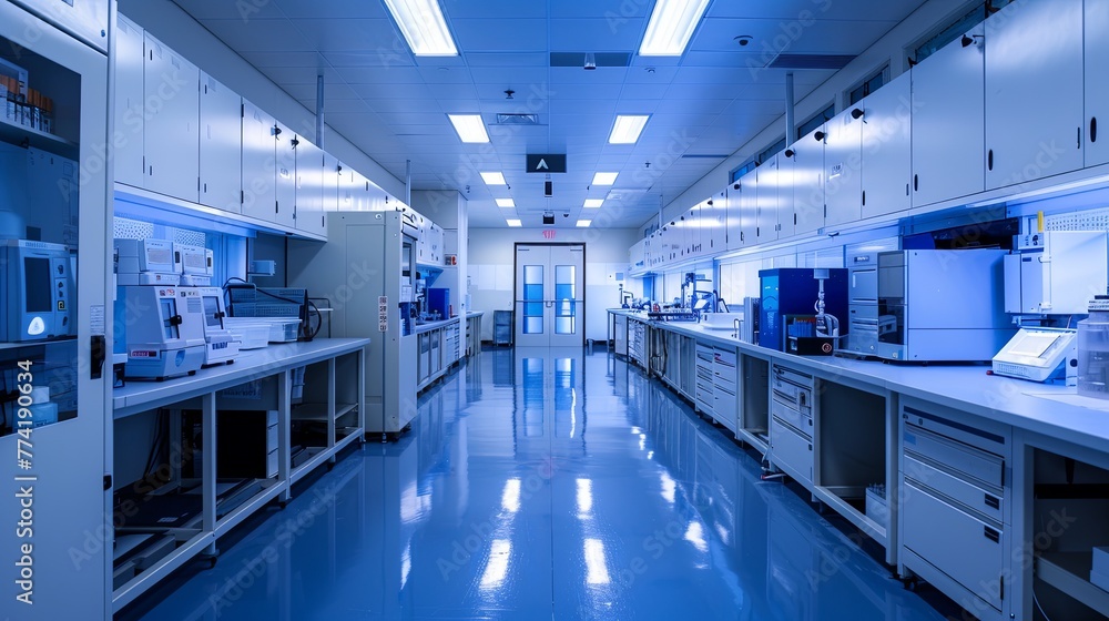 Fototapeta premium A high-tech laboratory researching next-generation solar cells, the clean, precise environment highlighting the ongoing innovation and potential for future advancements in solar technology