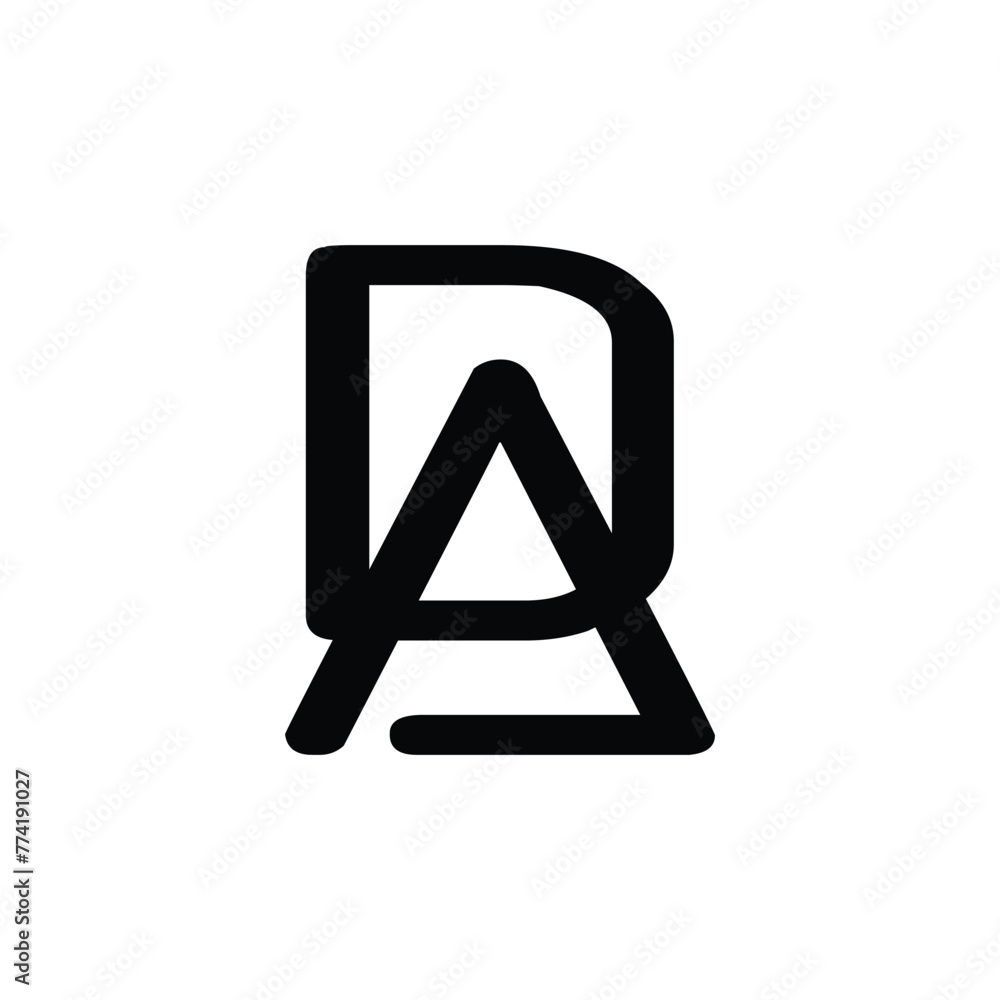 DA Artistic Letter Logo Design with Creative Serif Font in Black and White Colors Vector Illustration DA Artistic Letter Logo Design with Creative Serif Font in Black and White Colors Vector Illustration