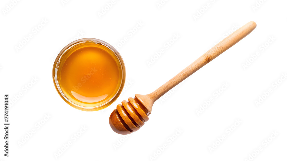 Honey and Wooden Spoon Isolated on White and transparent Background, Sweet Delight Honey and Wooden Spoon Isolated on White and transparent Background, Sweet Delight