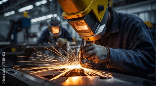 A man welding a piece of metal