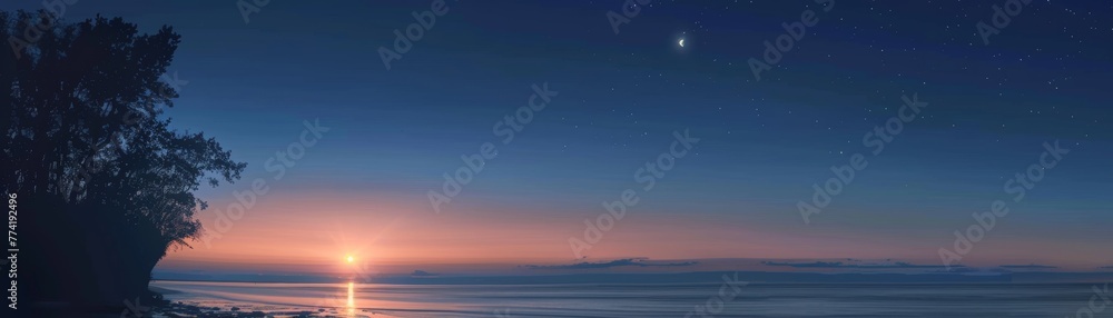 Fototapeta premium A brilliant Venus shines in the dusk
