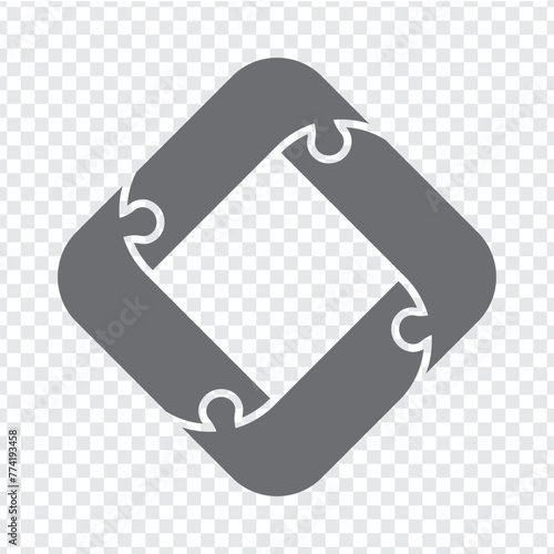 Simple icon puzzle in gray. Simple icon square puzzle of four elements on transparent background for your web site design, app, UI. EPS10. photo
