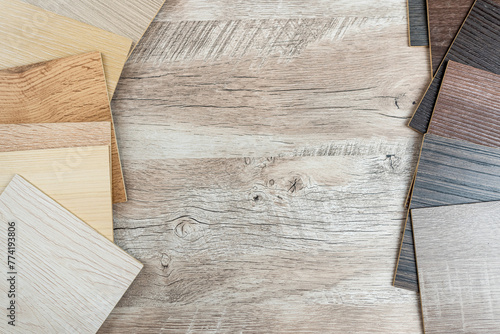 set of premium wooden sampler on desk for repair or renovation home
