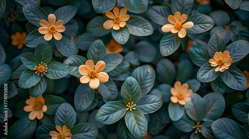 Botanical background flowers and leaves. Generative AI