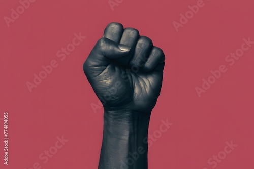 Raised fist, symbolizing equality and empowerment, a powerful gesture