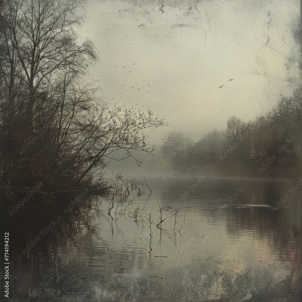 Fototapeta premium A morning of soft rain the sky a gentle grey