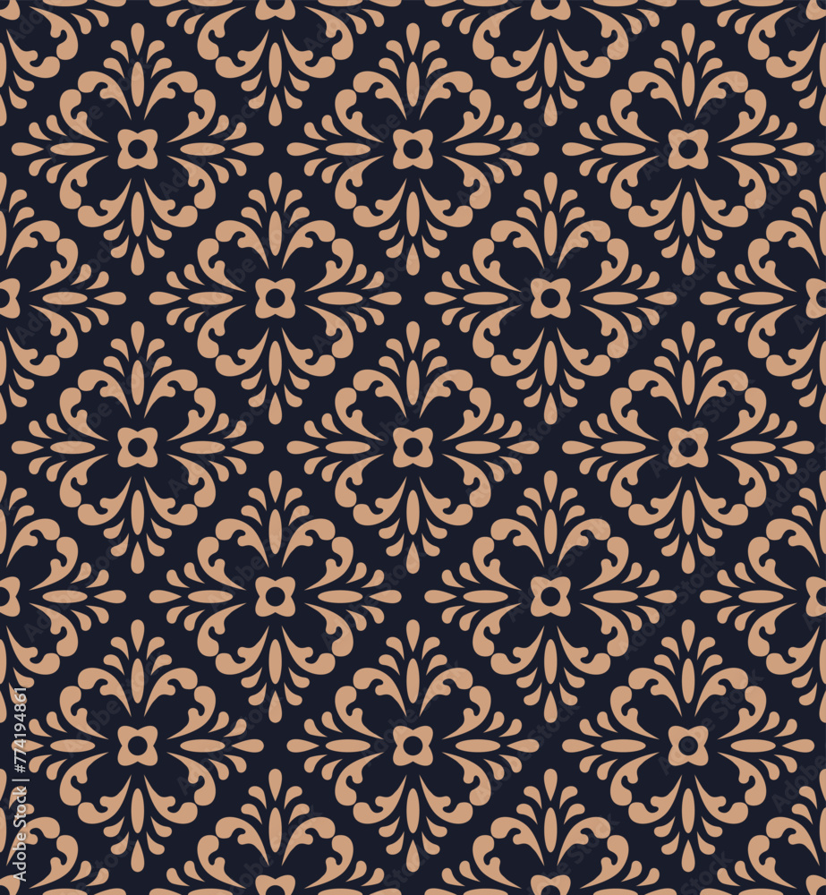Vector beautiful damask pattern. Royal pattern with floral ornament. Seamless wallpaper with a damask pattern. Vector illustration. Vector beautiful damask pattern. Royal pattern with floral ornament. Seamless wallpaper with a damask pattern. Vector illustration.
