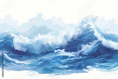 Artistic illustration of powerful ocean waves - Captivating and intense digital illustration depicting powerful ocean waves, full of motion and life © Mickey