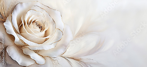 Biała róża, pastelowy makro kwiat. Puste miejsce, zaproszenie © Iwona