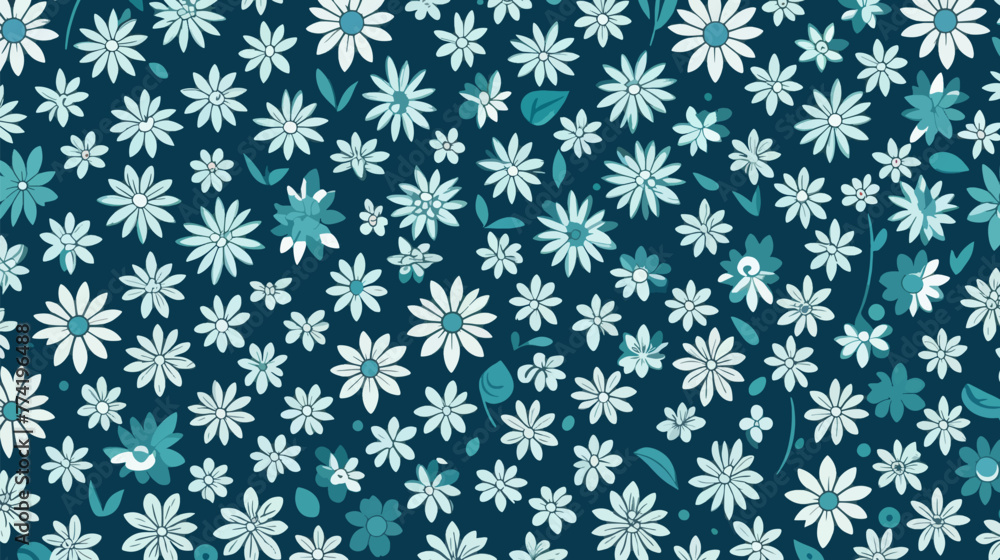 Blue Background With White Flowers vector illustration 2d Blue Background With White Flowers vector illustration 2d