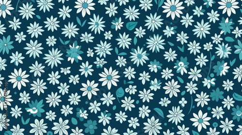 Blue Background With White Flowers vector illustration 2d