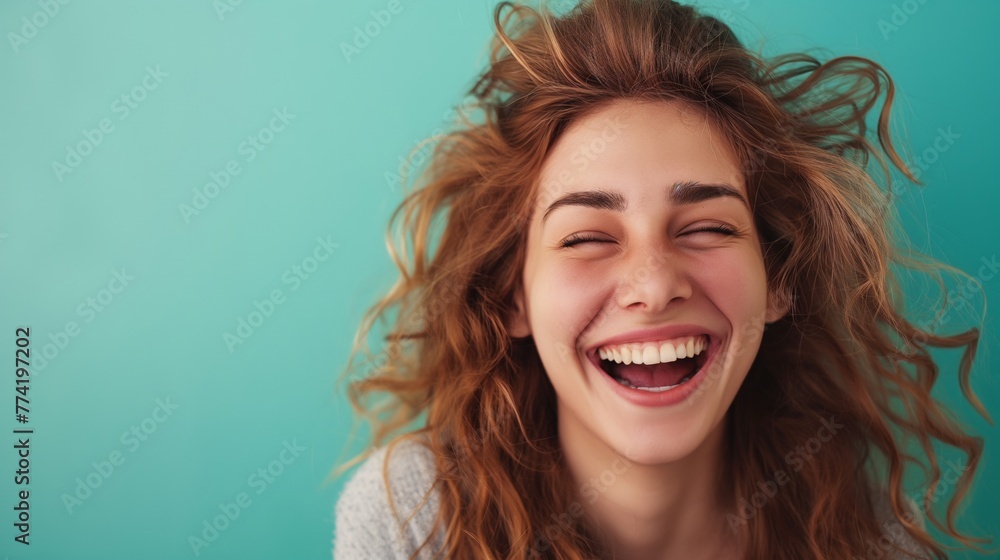 Laughing Woman with Joyful Expression Laughing Woman with Joyful Expression