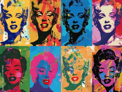 Colorful Creations: Exploring a Pop Art Collage Featuring Female Faces in Vibrant Hues