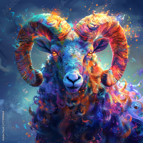 Electric Aries: digital brushstrokes of the zodiac © Dzenka