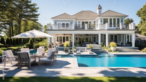 Wallpaper Mural Mediterranean inspired villa with a sprawling garden and a private beach access in the exclusive Hamptons, New York Torontodigital.ca