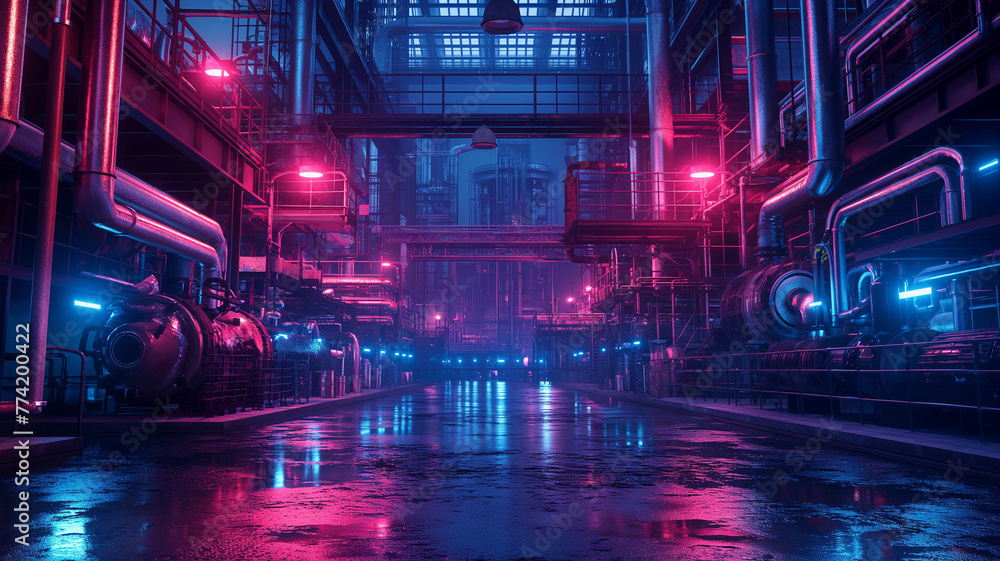 A neon cityscape with a dark mood
