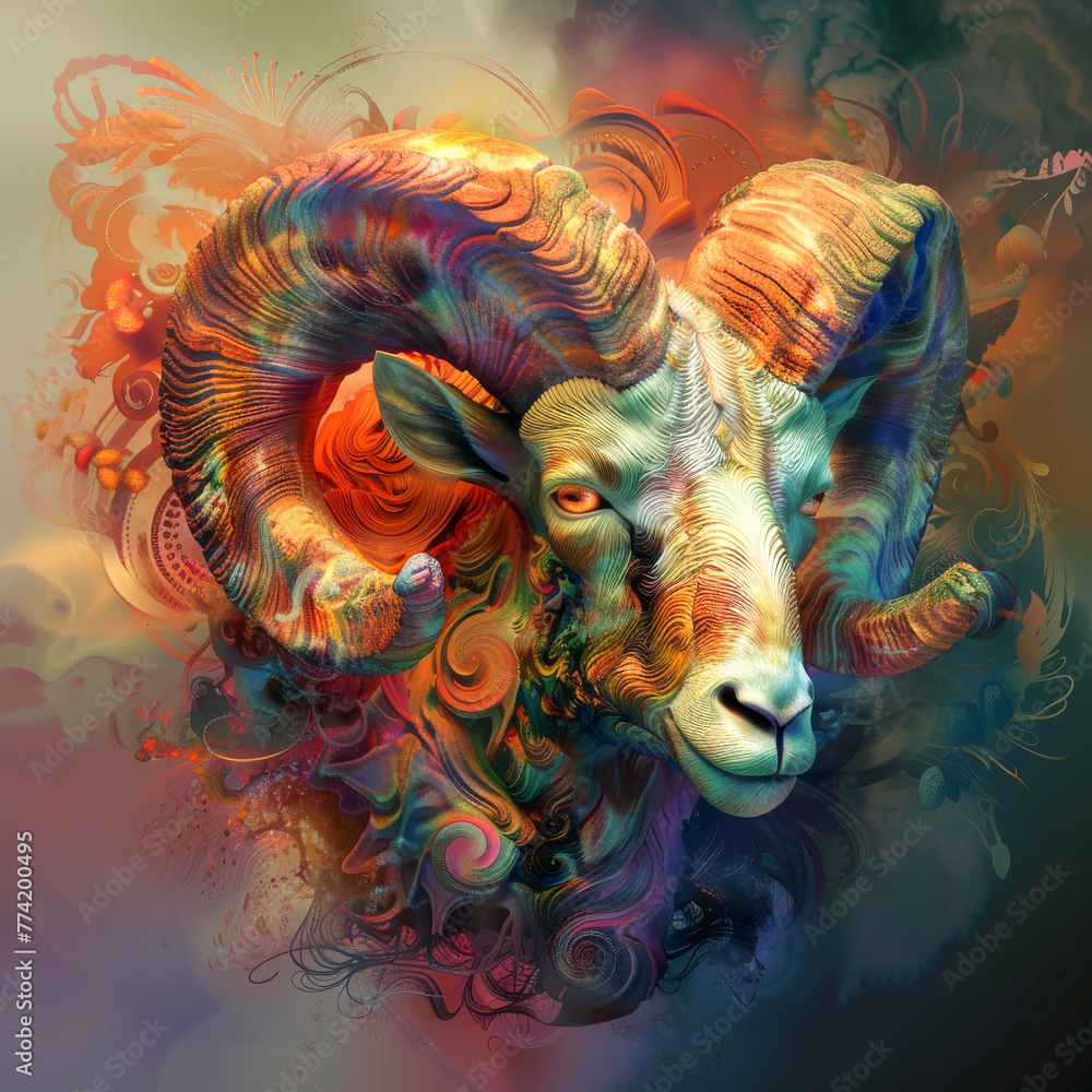 Vibrant Aries: a digital airbrush masterpiece Vibrant Aries: a digital airbrush masterpiece