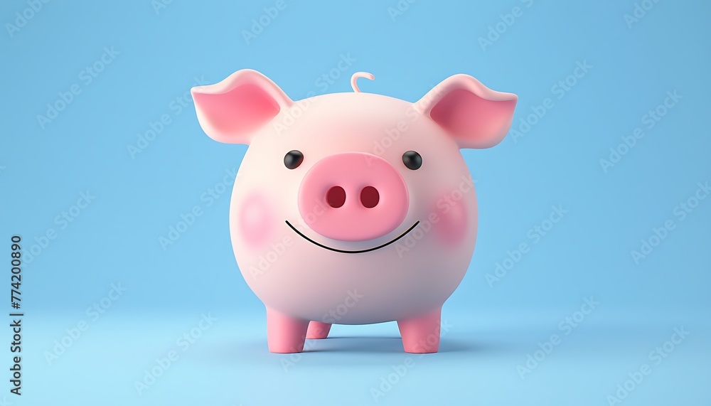 Pink piggy bank on blue background. 3d render illustration. Pink piggy bank on blue background. 3d render illustration.