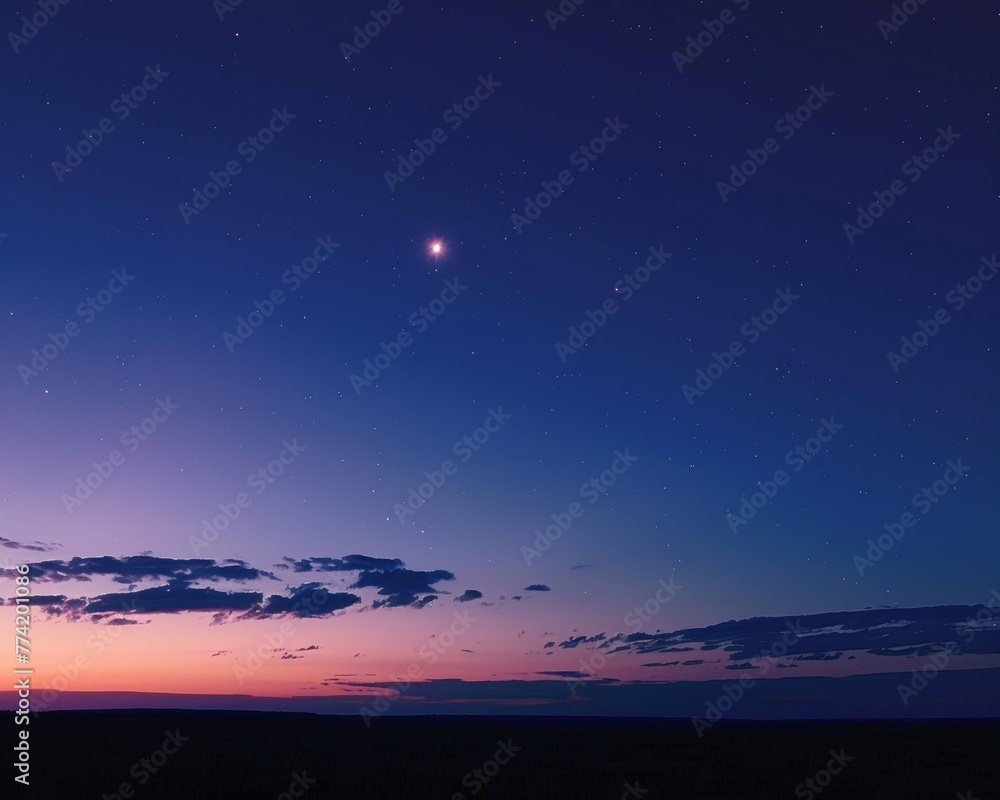 Bright Venus shines in the twilight sky
