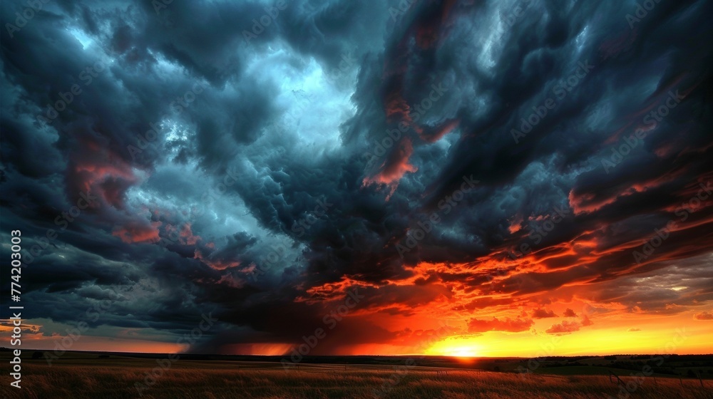 Dramatic contrast of dark storm clouds and the bright Dramatic contrast of dark storm clouds and the bright
