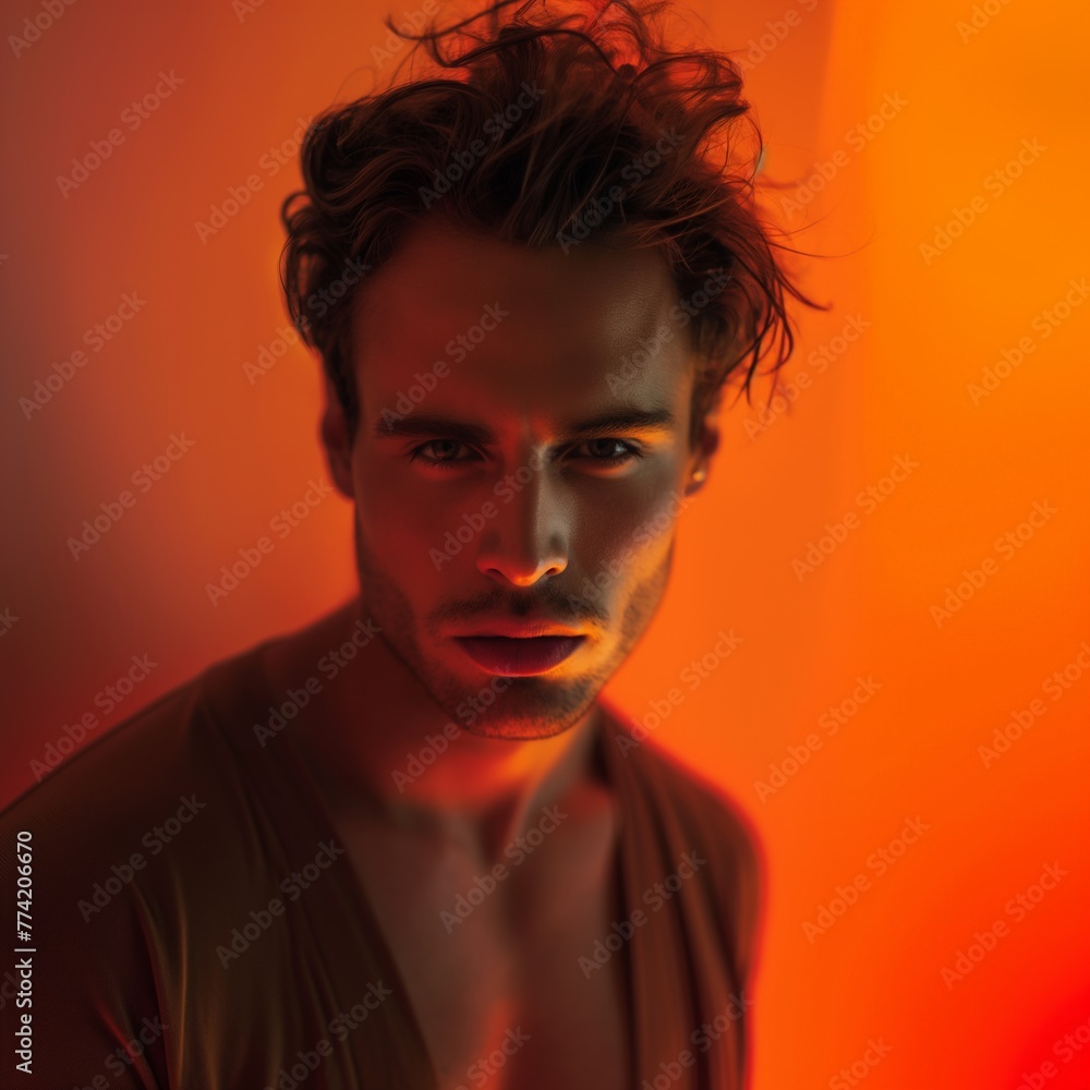 Contemplative Man in Warm Tones Contemplative Man in Warm Tones