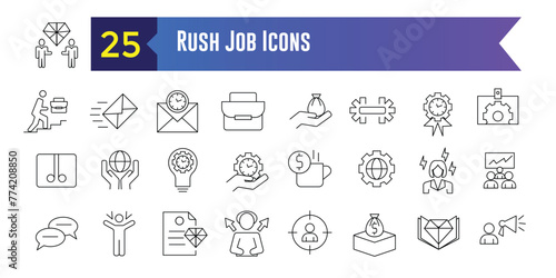 Rush job icons set. Set of rush job vector icons for ui design. Outline icon collection. Editable stroke.