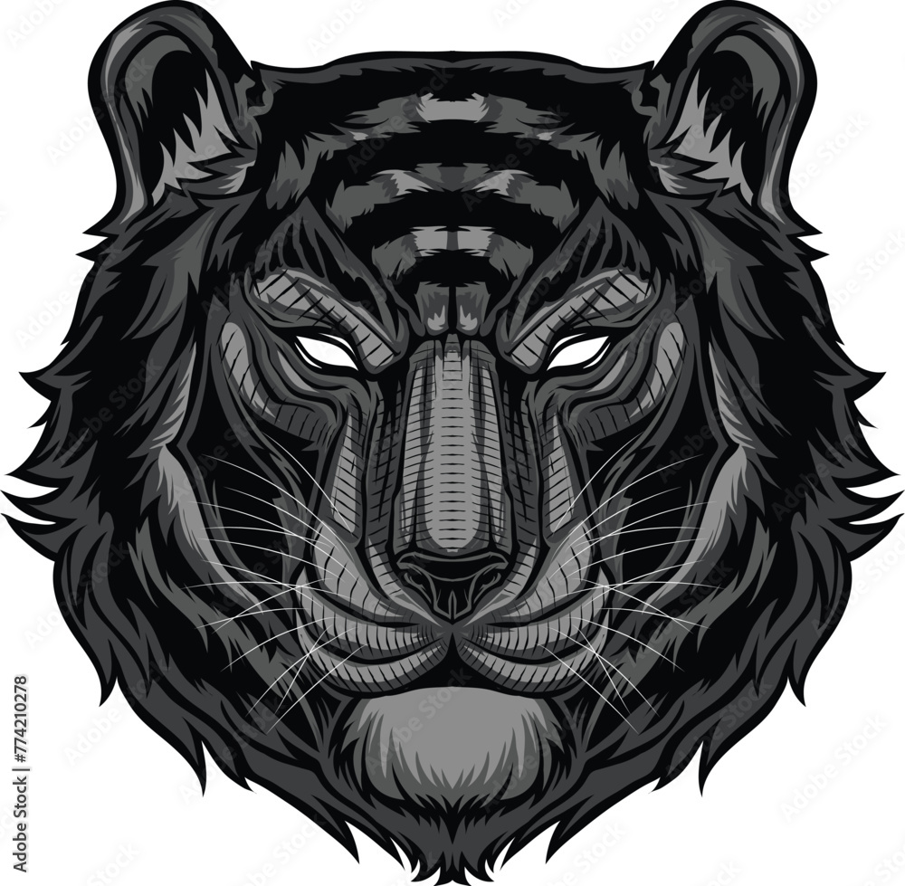 Obraz premium Drawing Tiger Face Vector Design
