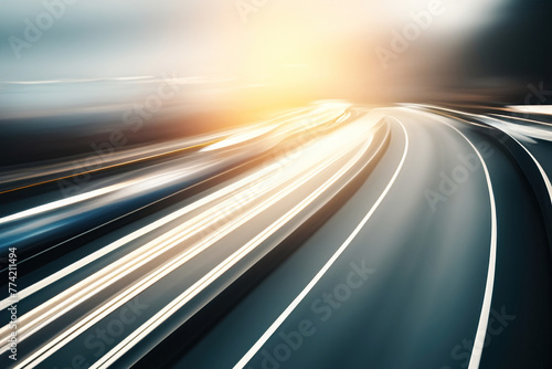 speed motion blur background. Fast traffic on a highway photo