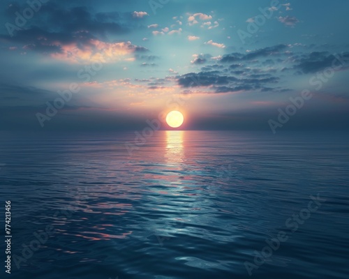 Moonrise over a calm sea