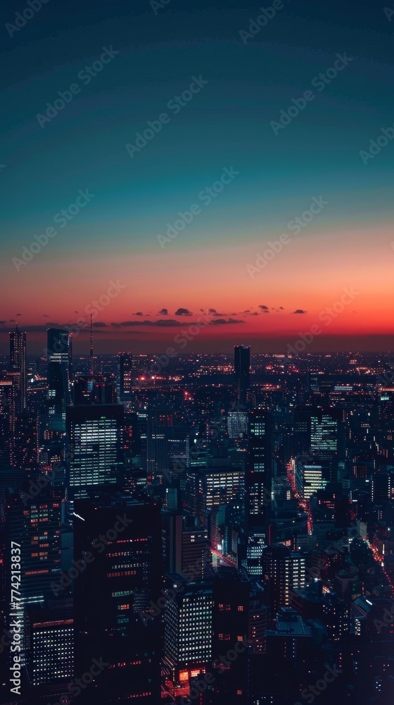 Obraz premium Night descends on the city the sky a gradient of twilight blues