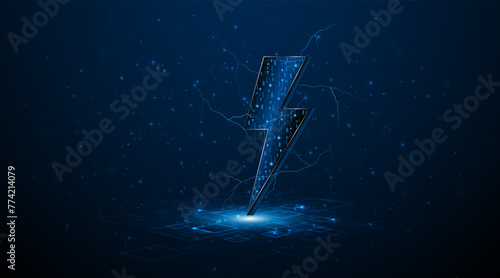 Abstract energy or lightning symbol. Innovative concept of technology circuit boards related to electric power or renewable energy. vector illustration