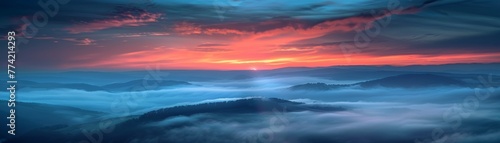Panoramic view of a colorful dawn
