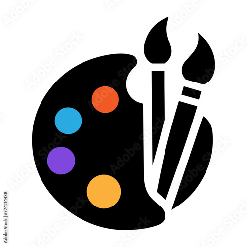 Paint palette and brush icon