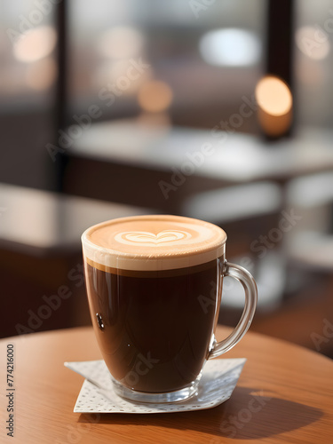 Cup of coffee on table with bokeh. Cafe coffee in lifestyle and relaxing.