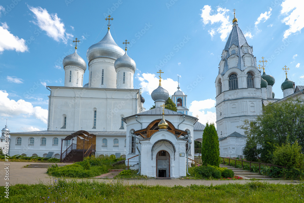 Temples of the ancient Nikitsky Monastery on an August day. Pereslavl-Zalessky. Golden ring of Russia